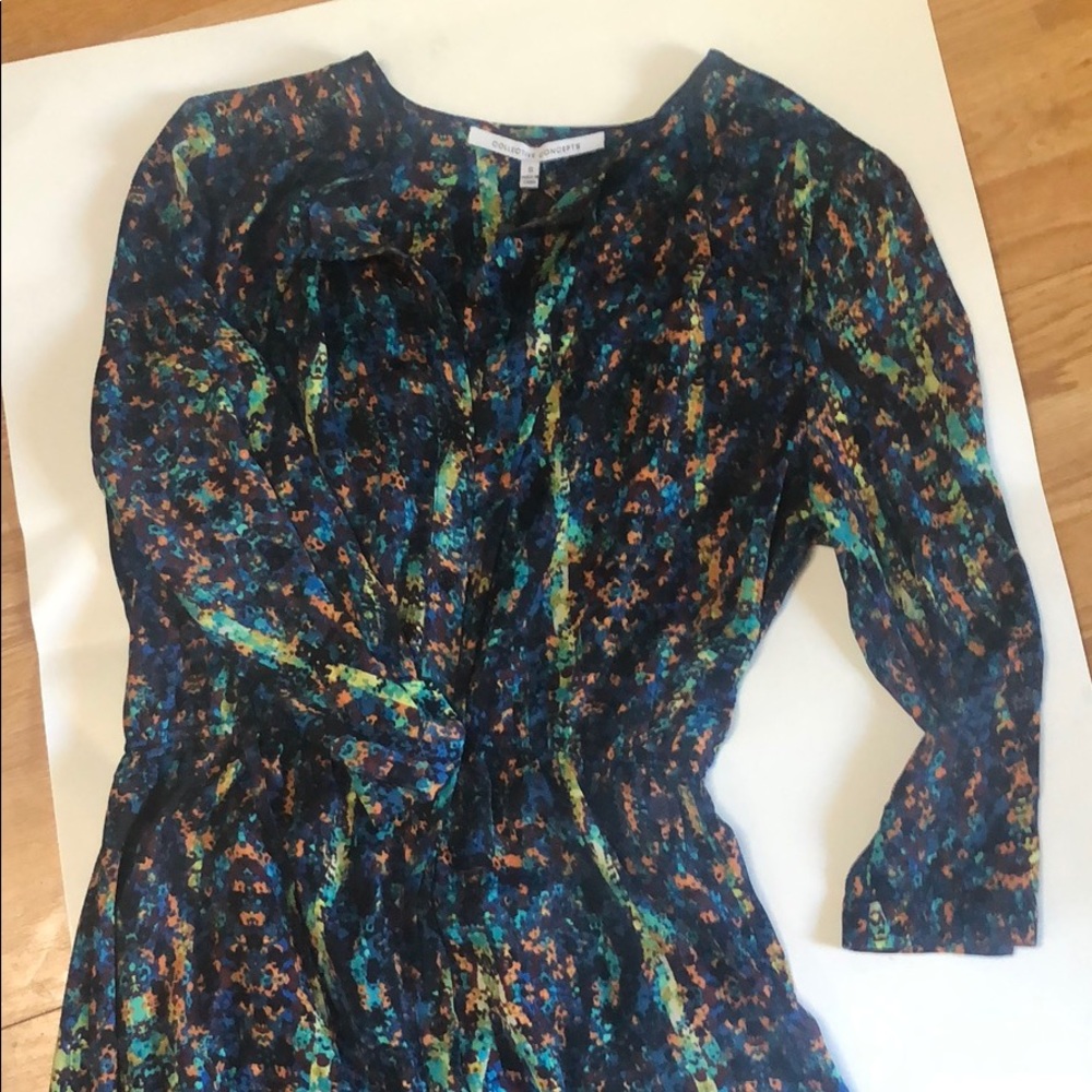Graphic button down shirt dress